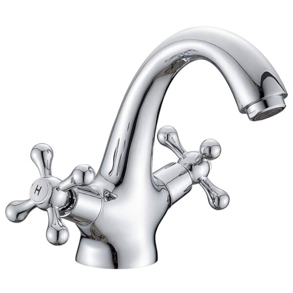 Basin Mixer Two-Handle Tap with Pop-Up – Chrome | Dual Control Bathroom Tap