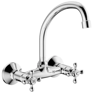 Chrome Star Sink Mixer Wall Tap