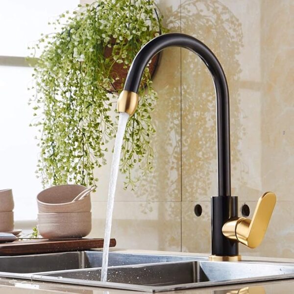 Kitchen Mixer Tap – Black & Gold