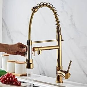 Kitchen Mixer Pullout Spring Tap – Gold