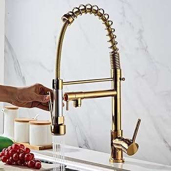 Kitchen Mixer Pullout Spring Tap – Gold