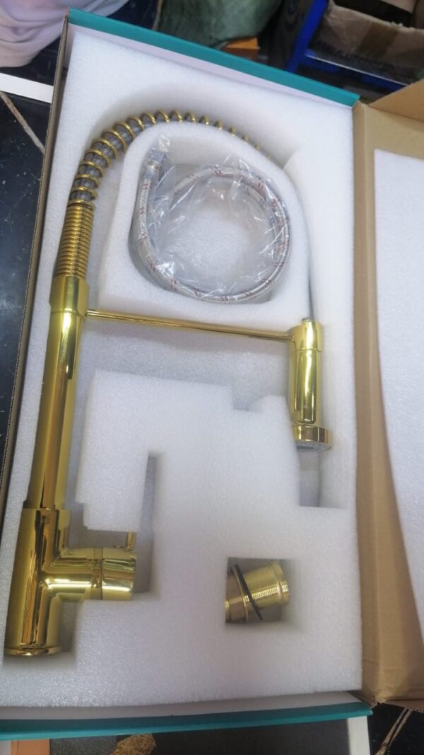 Kitchen Mixer Pullout Spring Tap – Gold