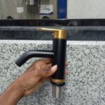 Black & Gold Basin Mixer Tap with 360° Swivel Spout