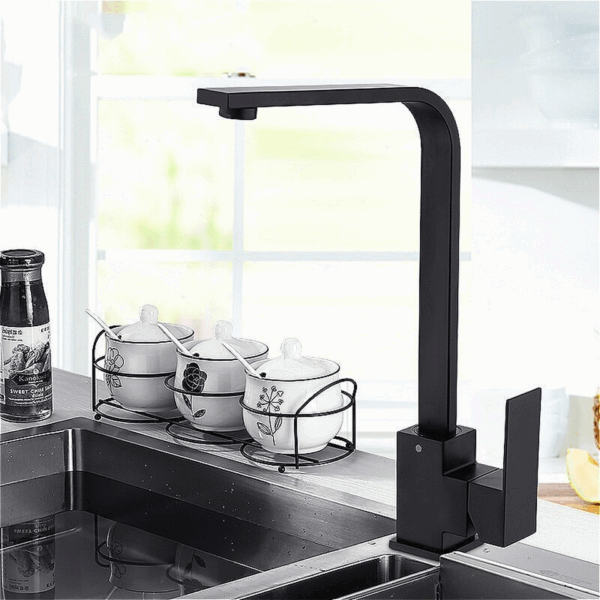 Modern Single Handle Kitchen Hot & Cold Tap — Matte Black 12 Modern Single Handle Kitchen Hot & Cold Tap — Matte Black