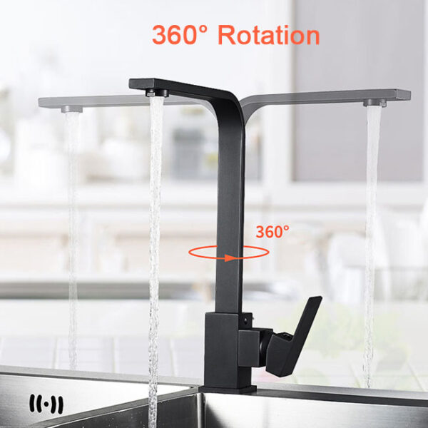 Modern Single Handle Kitchen Hot & Cold Tap — Matte Black 5 Modern Single Handle Kitchen Hot & Cold Tap — Matte Black