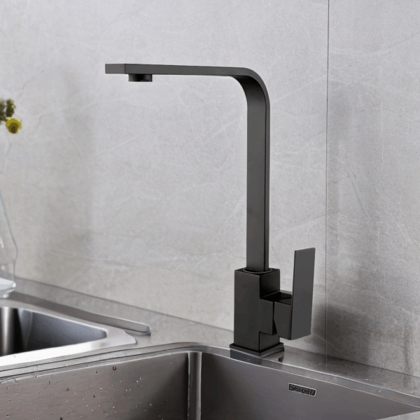 Modern Single Handle Kitchen Hot & Cold Tap — Matte Black 7 Modern Single Handle Kitchen Hot & Cold Tap — Matte Black