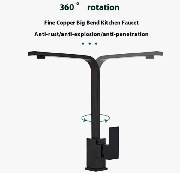 Modern Single Handle Kitchen Hot & Cold Tap — Matte Black 8 Modern Single Handle Kitchen Hot & Cold Tap — Matte Black