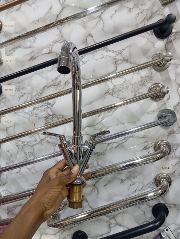 Single-Hole Double-Handle Monoblock Chrome Tap
