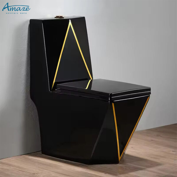 Luxury One-Piece Obsidian Geometric WC – Half Set