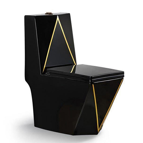 Luxury One-Piece Obsidian Geometric WC – Half Set