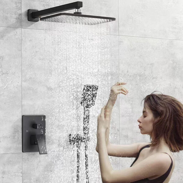 Gunmetal Grey Concealed Rainfall Shower System