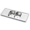 Rectangular Double Bowl Double Drain Stainless Steel Sink (Ribbed Design)