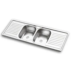 Rectangular Double Bowl Double Drain Stainless Steel Sink (Ribbed Design)