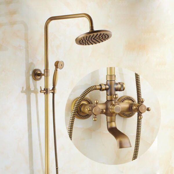 Antique Brass Traditional Rainfall Shower System
