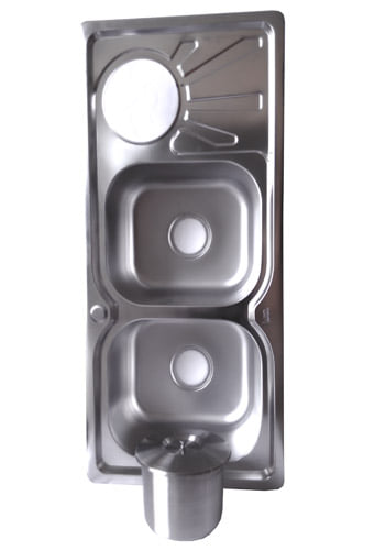 Rectangular Double Bowl with Side Bin Stainless Steel Sink (Drainage Kit Included)A heavy-duty rectangular kitchen sink featuring two large identical washing basins, an integrated Side Bin for specialized soaking, and a complete professional drainage installation kit.