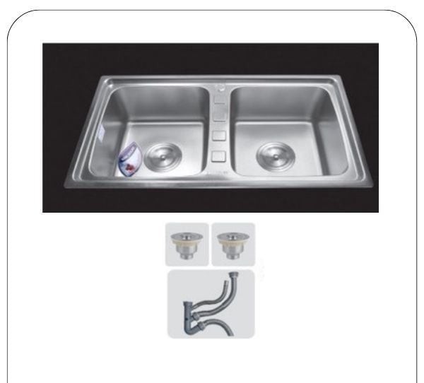 Rectangular Double Bowl Stainless Steel Sink (Standard Model - Drainage Kit Included)