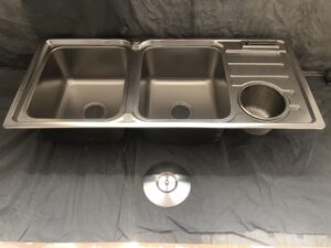 Rectangular Double Bowl with Side Bin and Knife Holder (Drainage Kit Included)