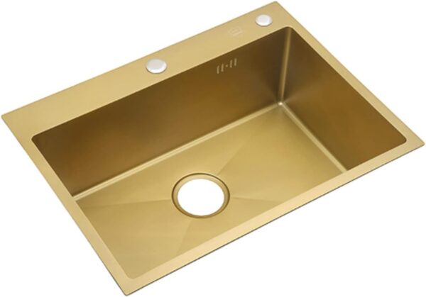 Gold Rectangular Single Bowl Kitchen Sink (Drainage Kit Included)