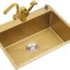 Gold Rectangular Single Bowl Kitchen Sink (Drainage Kit Included)