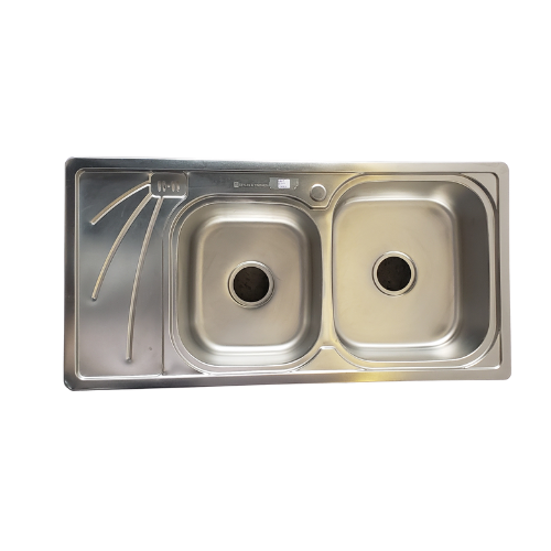 Rectangular Double Bowl Single Drain Stainless Steel Sink (Drainage Kit Included)
