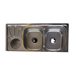 Rectangular Double Bowl with Side Bin Stainless Steel Sink (Drainage Kit Included)A heavy-duty rectangular kitchen sink featuring two large identical washing basins, an integrated Side Bin for specialized soaking, and a complete professional drainage installation kit.