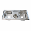 Rectangular Double Bowl with Center Bin Stainless Steel Sink (Drainage Kit Included)