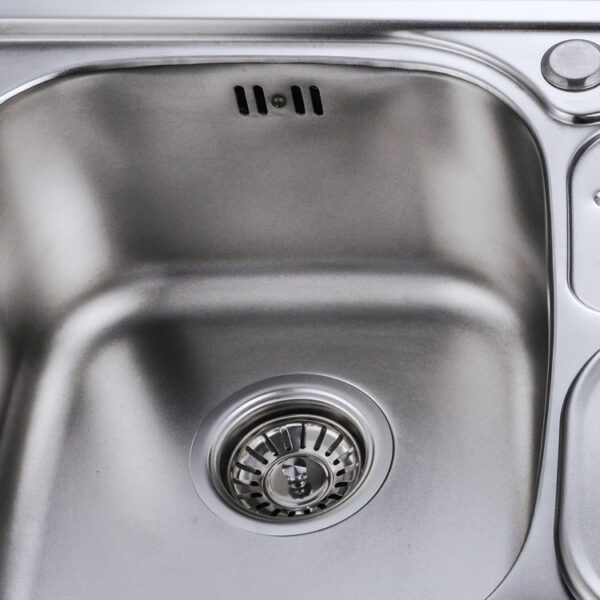 Rectangular Double Bowl with Center Bin Stainless Steel Sink (Drainage Kit Included)