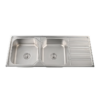 Rectangular Double Bowl Single Drain Stainless Steel Sink (Linear Design - Drainage Kit Included)