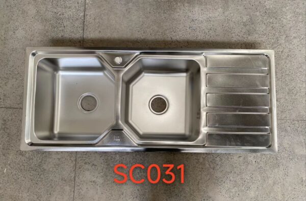 Rectangular Double Bowl Single Drain Stainless Steel Sink (Linear Design - Drainage Kit Included)