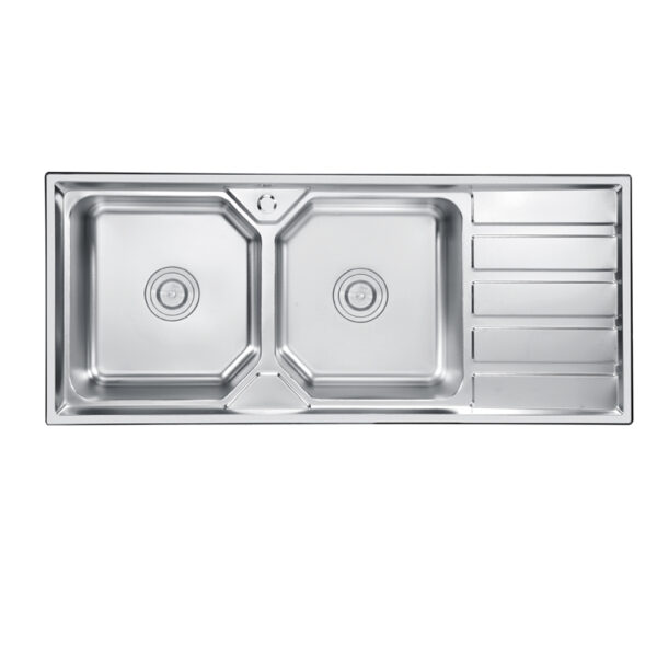 Rectangular Double Bowl Single Drain Stainless Steel Sink (Linear Design - Drainage Kit Included)
