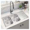 Rectangular Double Bowl Single Drain Stainless Steel Sink (Grid Design - Drainage Kit Included)
