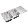 Rectangular Double Bowl Single Drain Stainless Steel Sink (Grid Design - Drainage Kit Included)