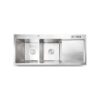 Rectangular Double Bowl with Knife Holder and Smooth Side Wing (Drainage Kit Included)