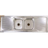 Rectangular Double Bowl Double Drain Stainless Steel Sink (Sunburst Design - Drainage Kit Included)