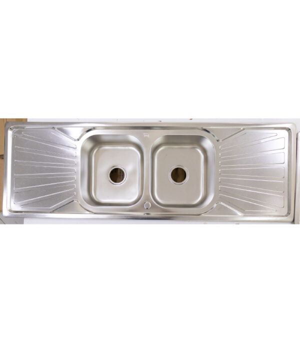 Rectangular Double Bowl Double Drain Stainless Steel Sink (Sunburst Design - Drainage Kit Included)