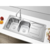 Rectangular Double Bowl Single Drain Stainless Steel Sink (Geometric Design - Drainage Kit Included)