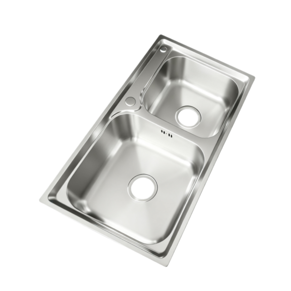 Rectangular Double Bowl Stainless Steel Sink (Dasen Model - Drainage Kit Included)