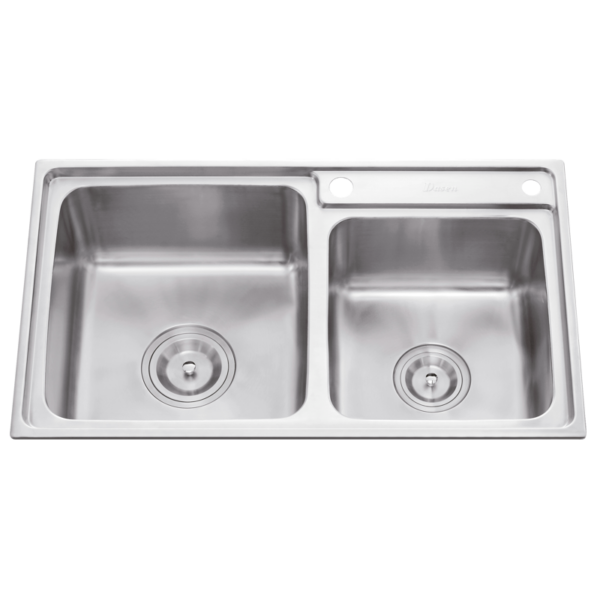 Rectangular Double Bowl Stainless Steel Sink (Dasen Model - Drainage Kit Included)