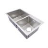 Rectangular Double Bowl with Accessory Slots and Drying Rack (Satin Stainless Finish)