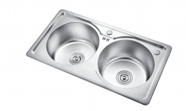 Round Double Bowl Stainless Steel Sink (Drainage Kit Included)