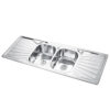 Rectangular Double Bowl Double Drain Stainless Steel Sink (Sunburst Design - Drainage Kit Included)