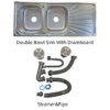 Rectangular Double Bowl Single Drain Stainless Steel Sink (Drainage Kit Included)