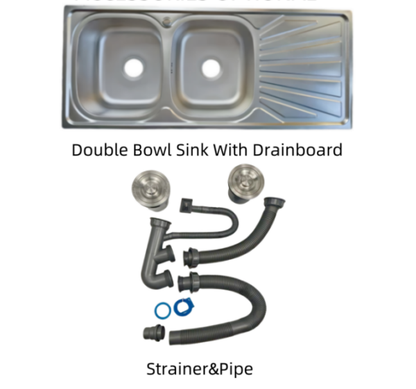 Rectangular Double Bowl Single Drain Stainless Steel Sink (Drainage Kit Included)