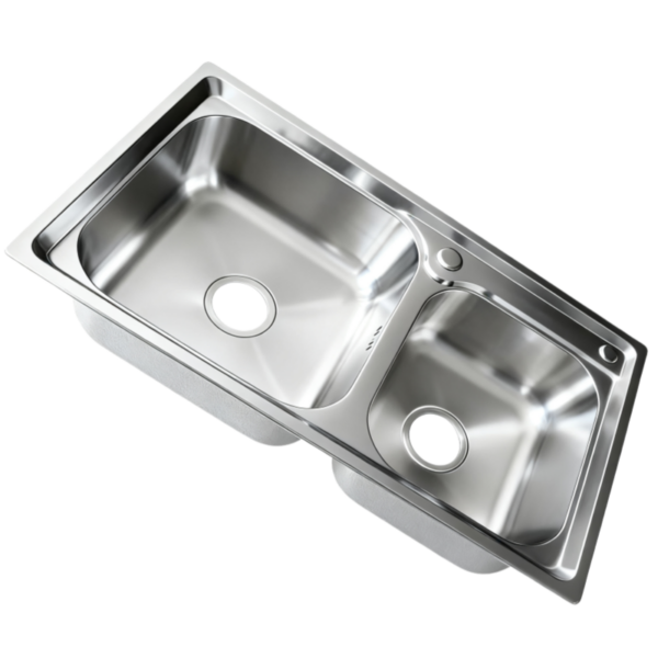 Rectangular Double Bowl Stainless Steel Sink (Dasen Model - Drainage Kit Included)