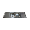 Rectangular Double Bowl Double Drain Stainless Steel Sink (Ribbed Design)