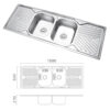 Rectangular Double Bowl Double Drain Stainless Steel Sink (Chevron Design)