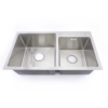 Rectangular Double Bowl with Accessory Slots and Drying Rack (Satin Stainless Finish)