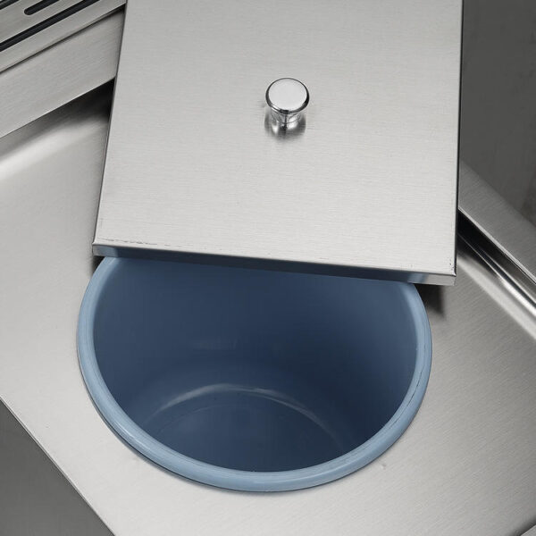 Rectangular Double Bowl with Side Bin, Knife Holder, and Soap Dispenser (Drainage Kit Included)