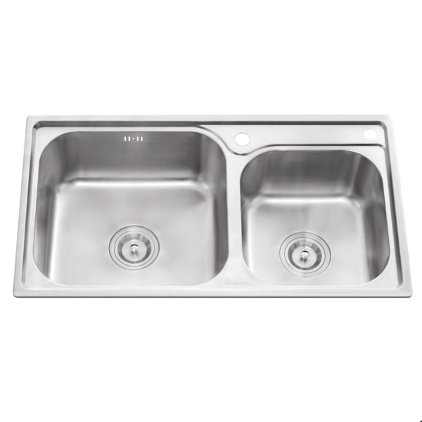 Rectangular Double Bowl Stainless Steel Sink (Dasen Model - Drainage Kit Included)
