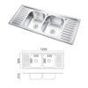 Rectangular Double Bowl Double Drain Stainless Steel Sink (Ribbed Design)